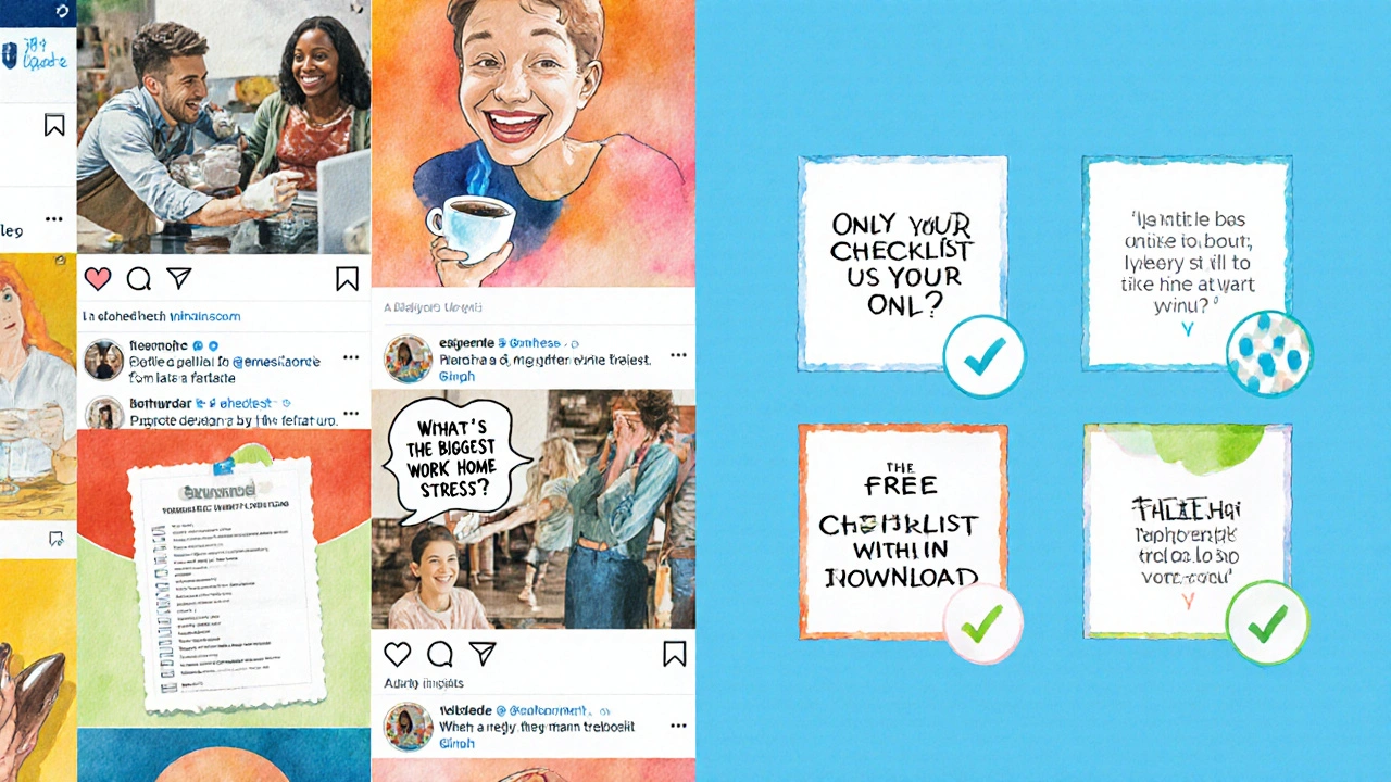 Sozialer-Media-Feed mit 90 % wertvollen Inhalten wie Tipps und Kundenfotos und 10 % subtilen Angeboten.