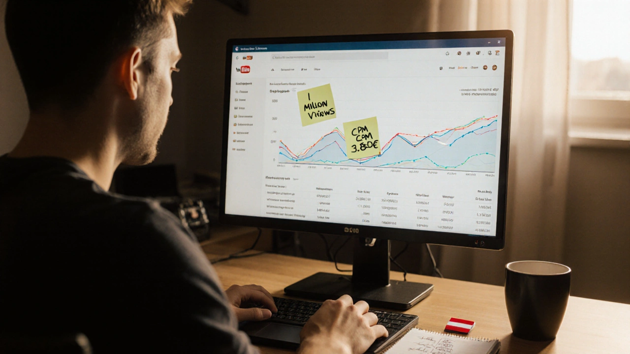 Wie viel Geld verdient man mit 1 Million Klicks auf YouTube in Österreich?