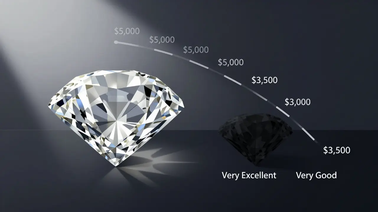 Zwei Diamanten im Vergleich: einer funkelt stark, der andere wirkt dunkel und trüb.