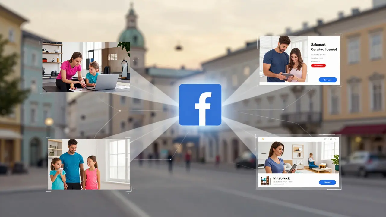 Digitales Werbe-Ökosystem in Österreich, Facebook-Ads erreichen lokale Kunden in Graz, Salzburg und Innsbruck.