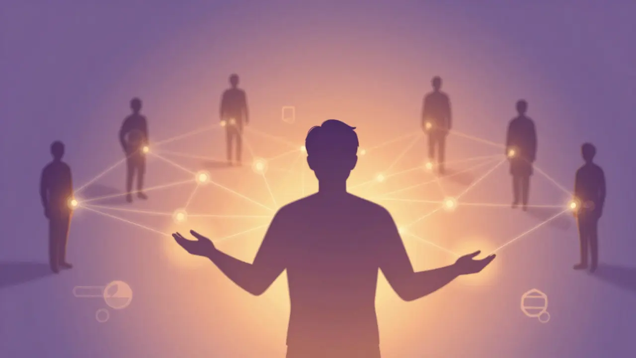 Abstrakte Illustration vernetzter Kommunikation und Gemeinschaft